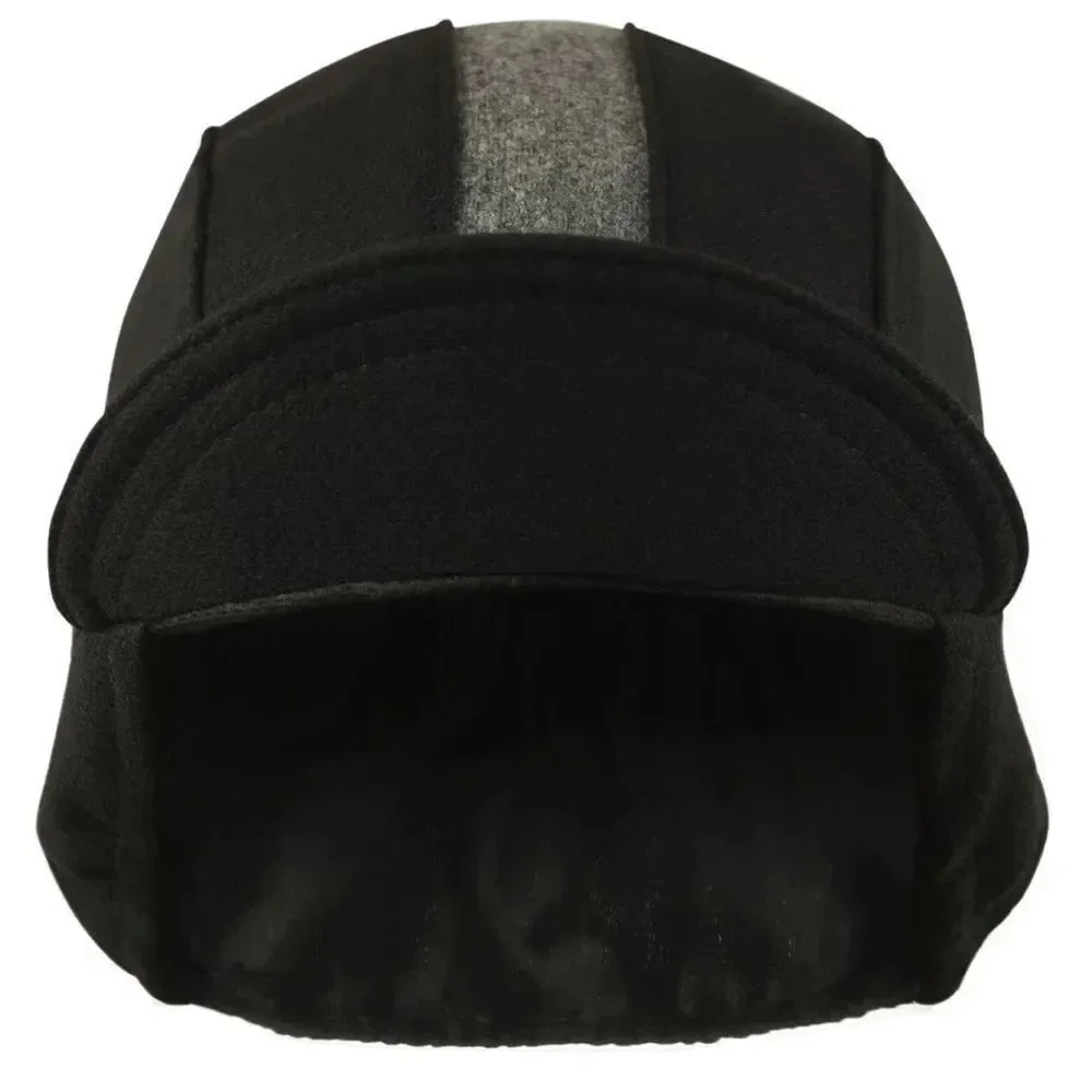 Walz Black/Grey Stripe Wool Flannel Ear Flap Cap
